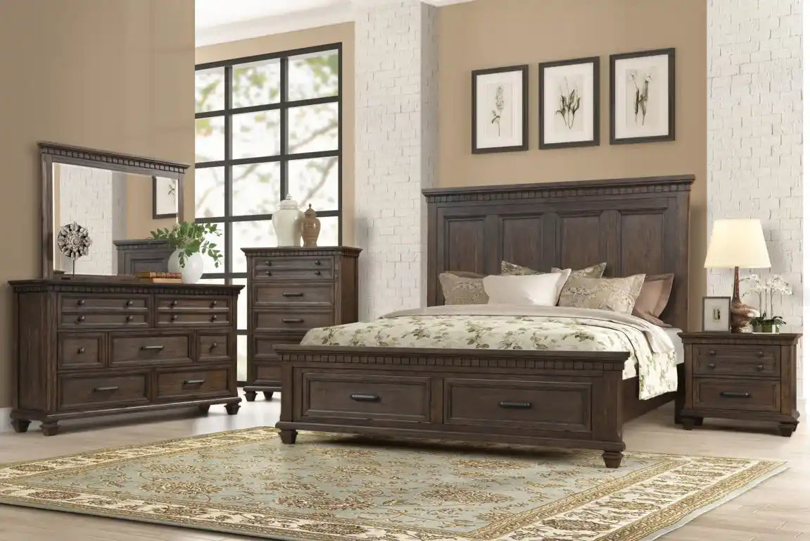 Smoky Brown Platform Storage Bedroom Set