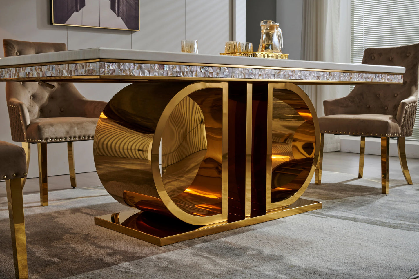 Real Marble Dining Table Set