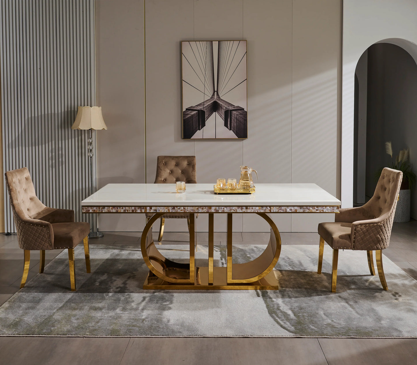 Real Marble Dining Table Set