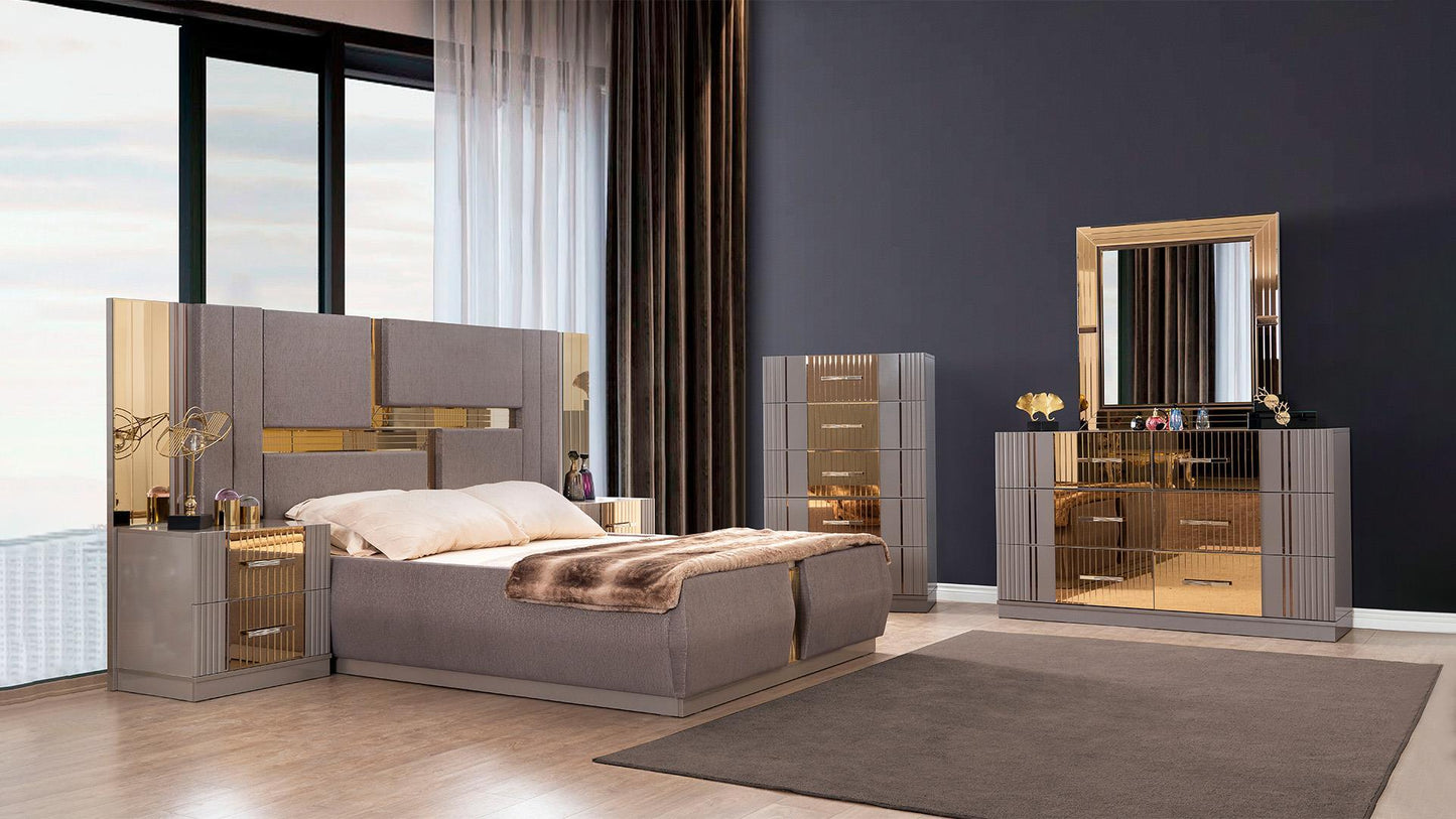 Lorenzo Grey & Gold - Bed