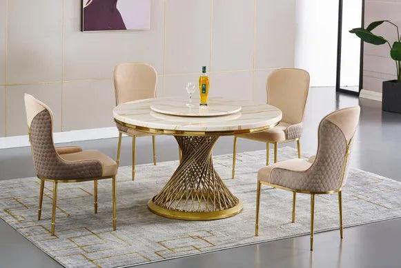 Remi - Marble Top Round Dining Table Set