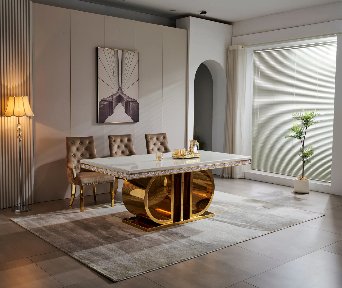 Real Marble Dining Table Set