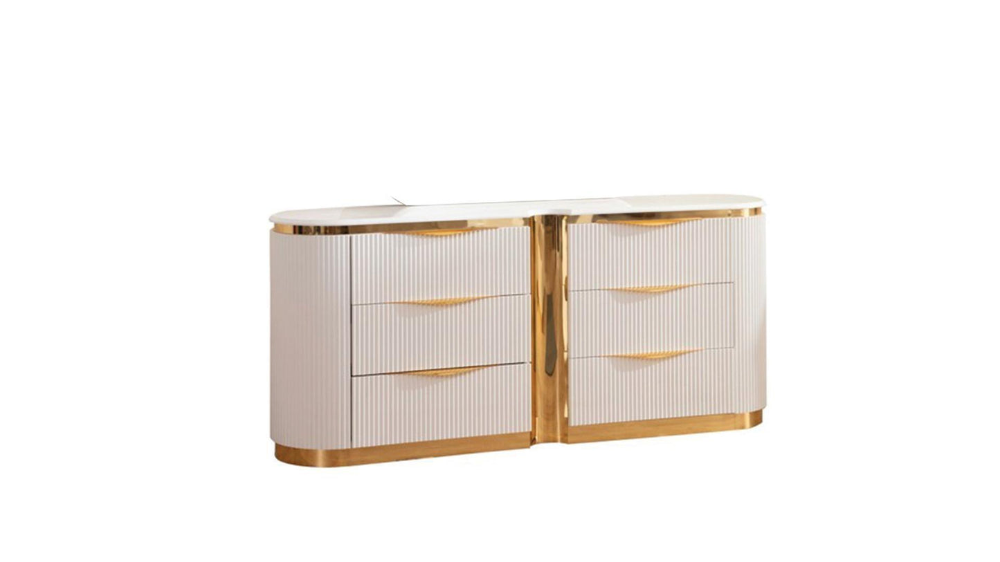 Laura White & Gold Lacquer - Bedroom Set
