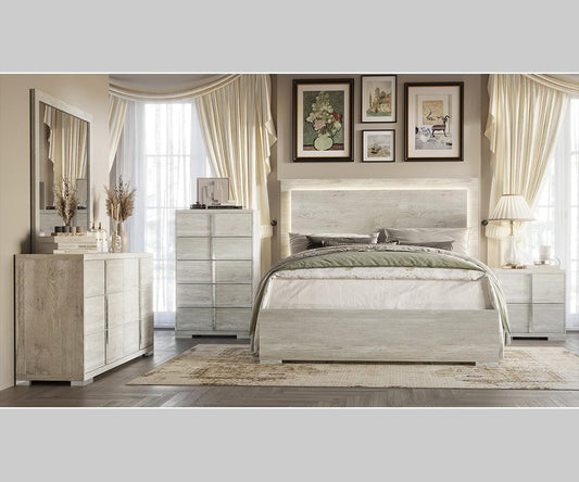 B785 - White Finish Bedroom Set with LED