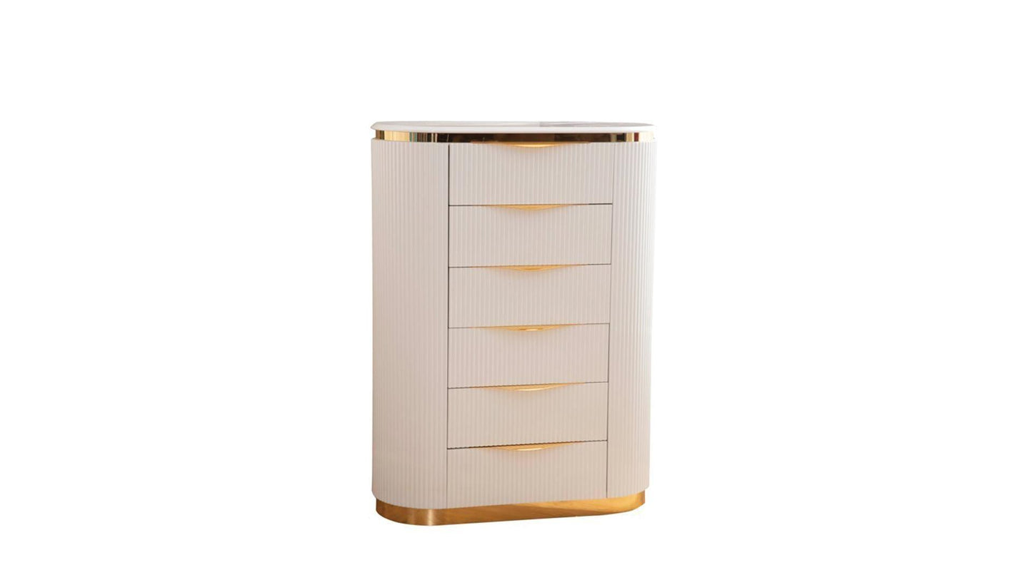 Laura White & Gold Lacquer - Bedroom Set