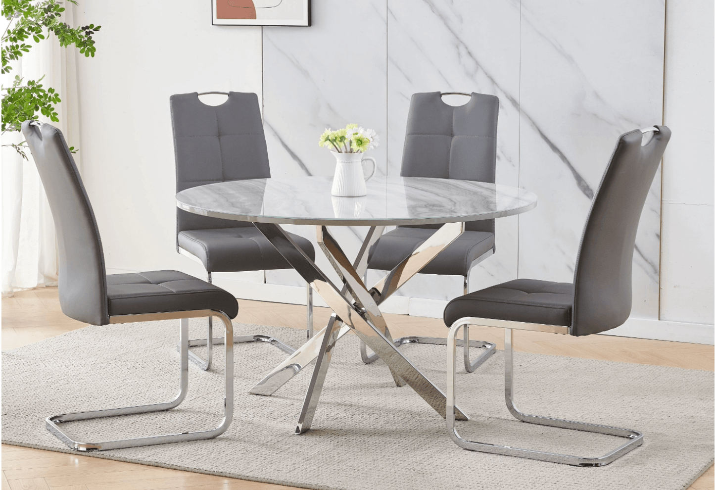 Granite Round Dining Table Set