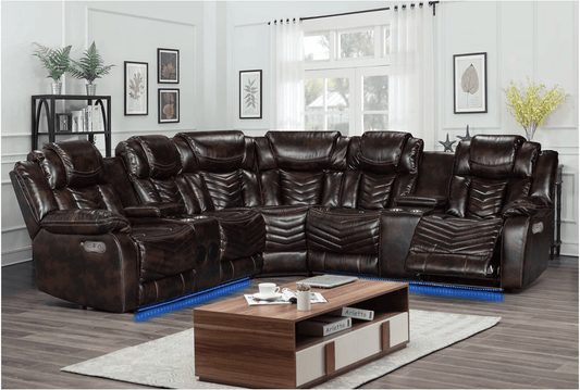 Rick Sectional Recliner Music Sofa - Black Air Leather